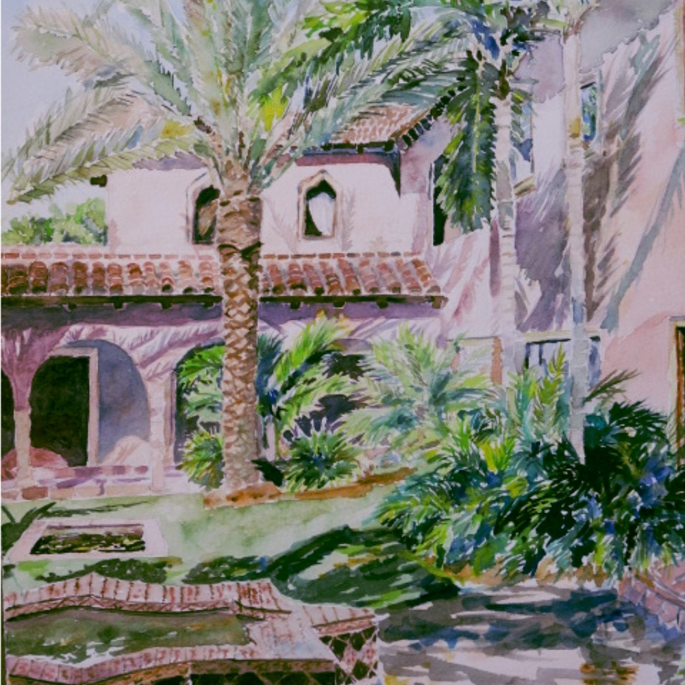 SALE! “Florida Courtyard” Original Watercolor Print